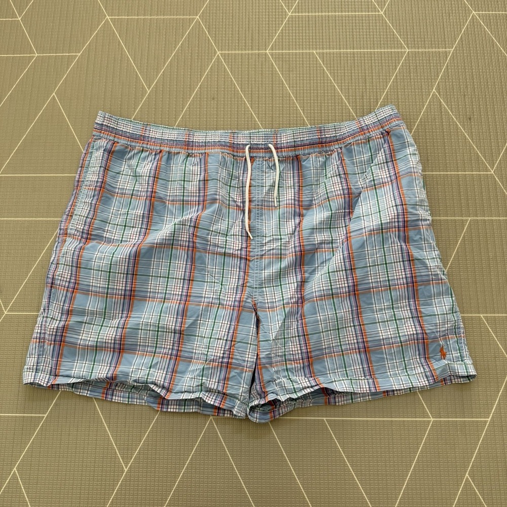 Polo Ralph Lauren Swim Trunks Men's 2X Big Multicolor Plaid 6" Inseam